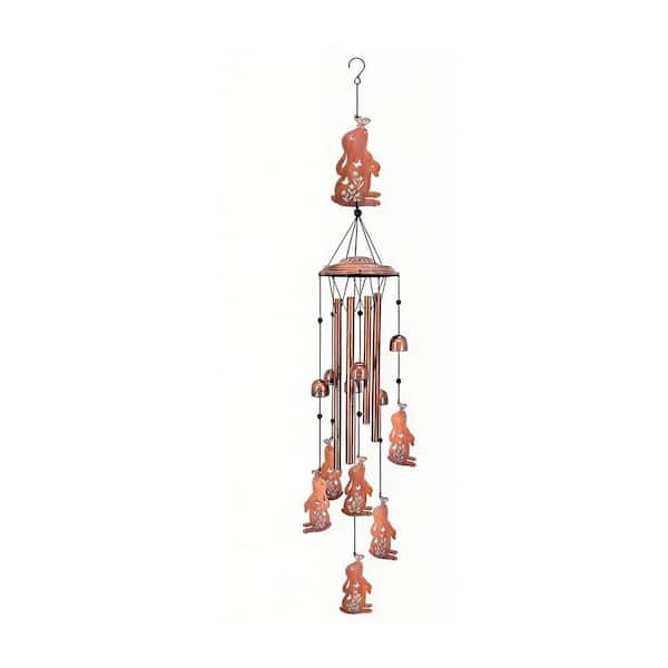 3 in. x 37 in. Metal Bunny Wind Chime for Outside Garden Decor