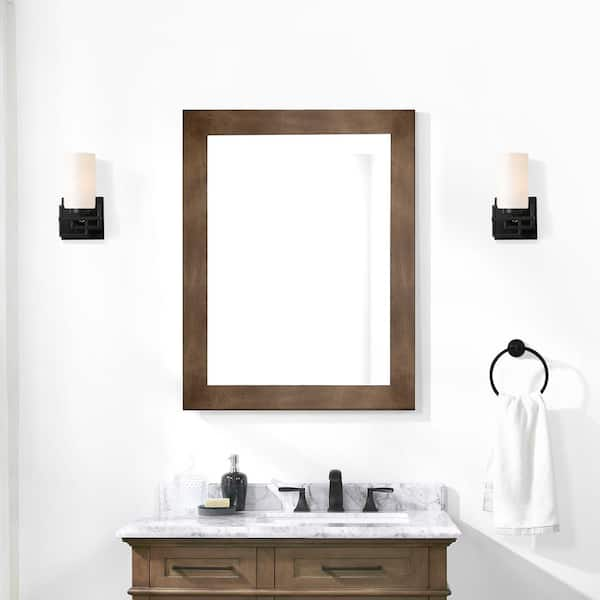 Sonoma 28 in. W x 36 in. H Rectangular Framed Wall Mount Bathroom Vanity Mirror in Almond Latte