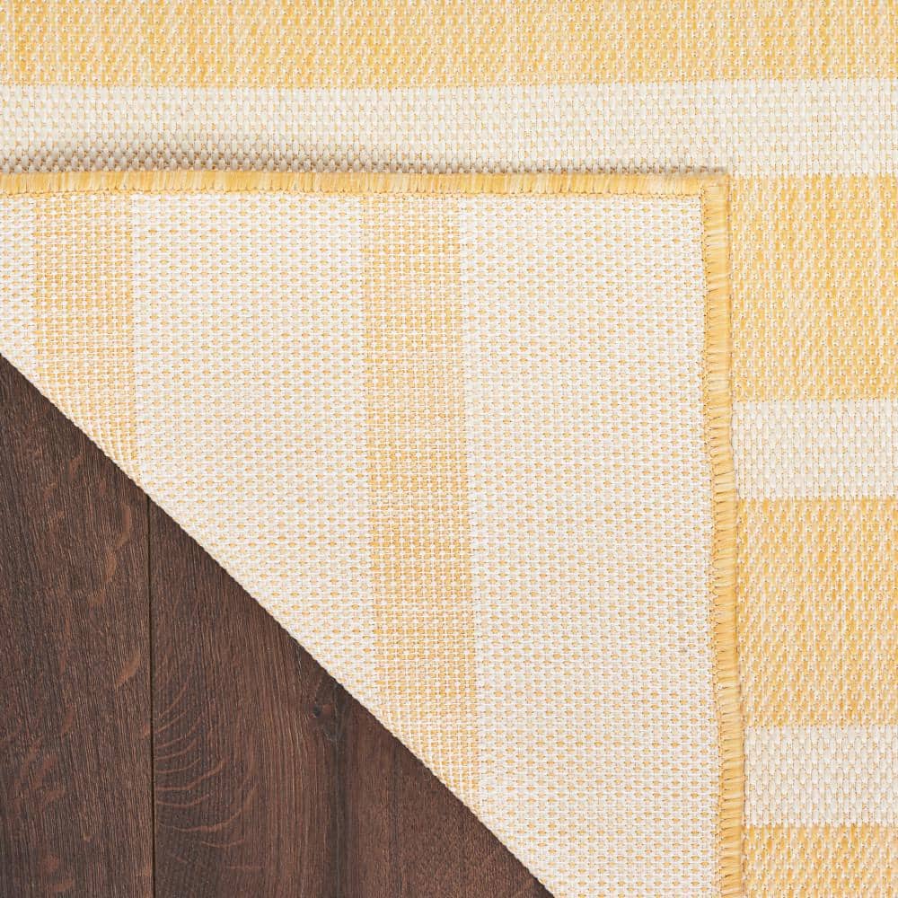 Yellow Ivory Striped Flatweave 5' x 7' Outdoor Rug