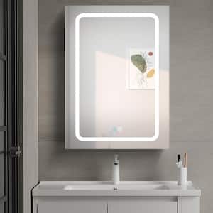 20 in. W x 30 in. H Rectangular Aluminum Surface Mounted LED Medicine Cabinet with Mirror, Right Open, Dimmable, White