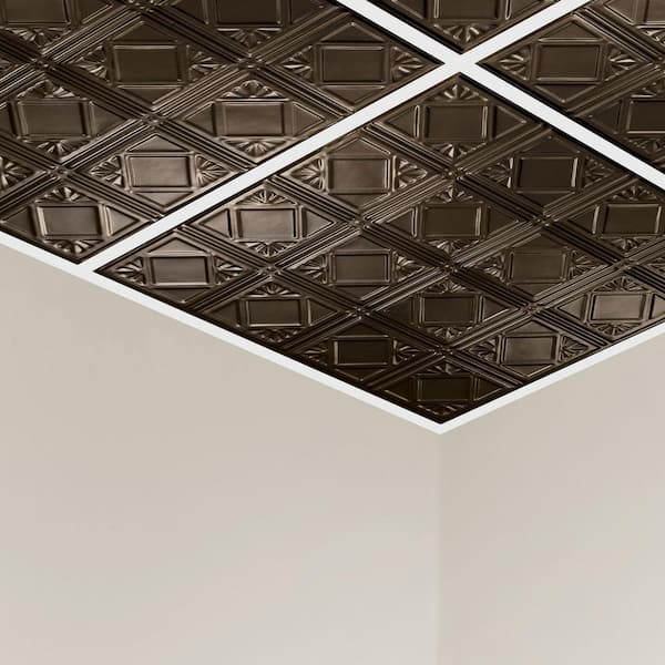 Great Lakes Tin Ludington ft. x ft. Lay-In Tin Ceiling Tile in Bronze  Burst (20 sq. ft./case) Y5706 The Home Depot