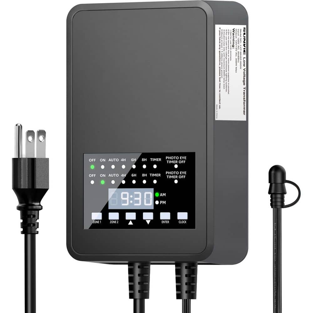 300W 120V AC to 12/14V AC Weatherproof Low Voltage Transformer with Photoce