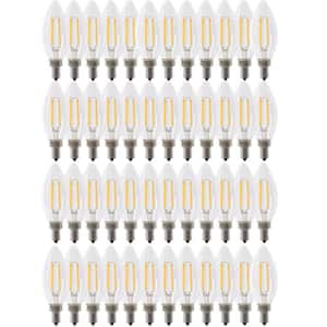 75-Watt Equivalent B10 E12 Candelabra Dimmable Filament LED Clear Glass Light Bulb in Soft White (2700K) (48-Pack)