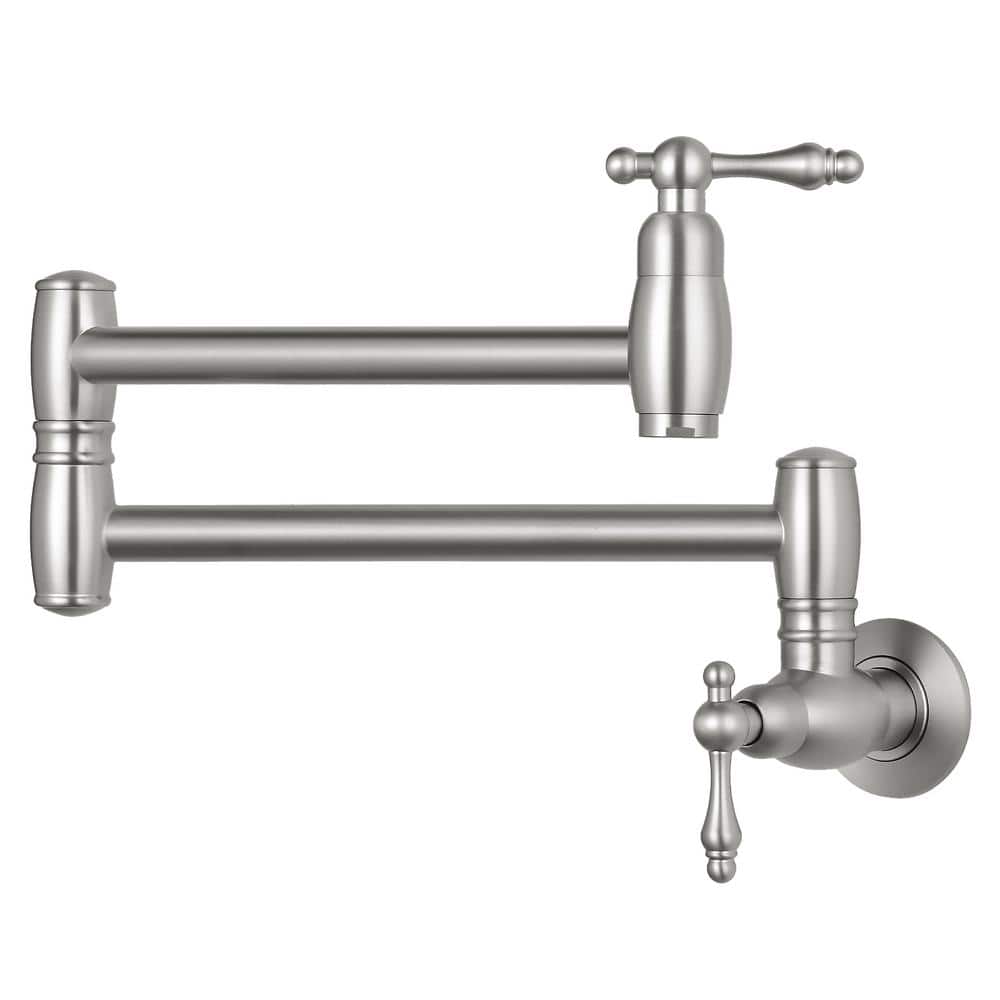 Commercial Restaurant Wall Mount Pot Filler in Brushed Nickel