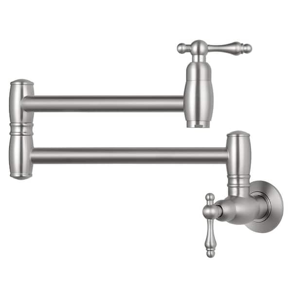 Commercial Restaurant Wall Mount Pot Filler in Brushed Nickel