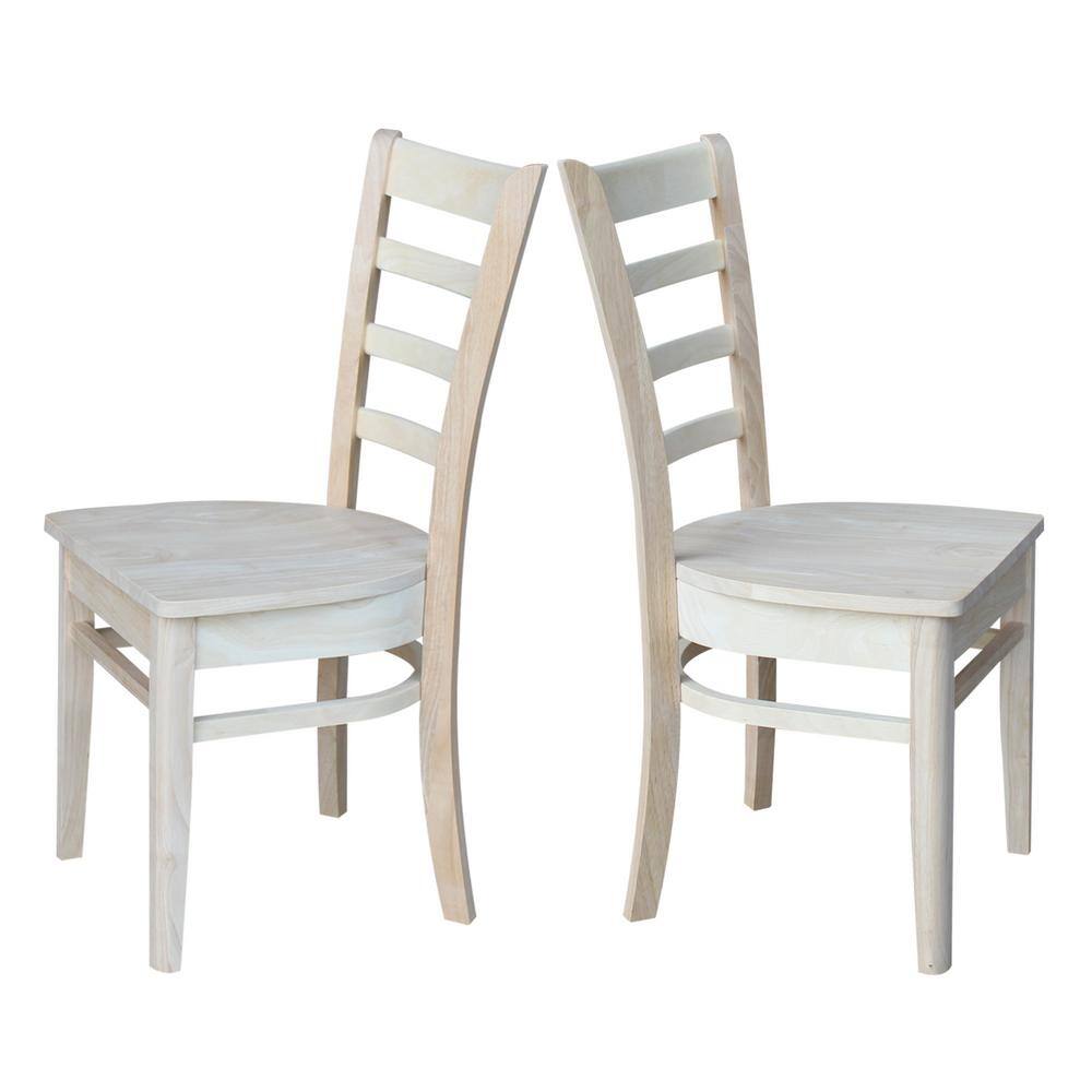 Set of 2 White High Ladderback Wood Side Chairs
