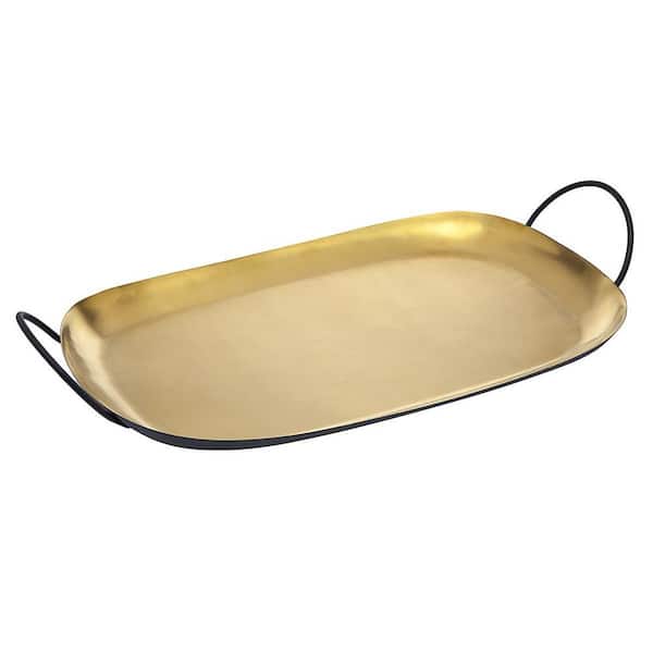 HomeRoots Gold Rectangle Steel 20 in. Decorative Serving Tray