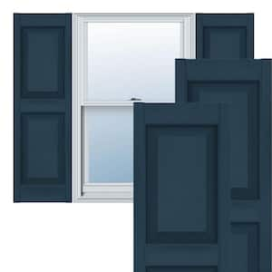 14-1/2 in. x 54 in. Lifetime Vinyl Custom Two Equal Raised Panel Shutters Pair Classic Blue