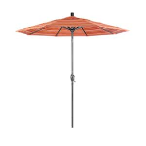 7.5 ft. Grey Aluminum Market Push Button Tilt Crank Lift Patio Umbrella in Dolce Mango Sunbrella