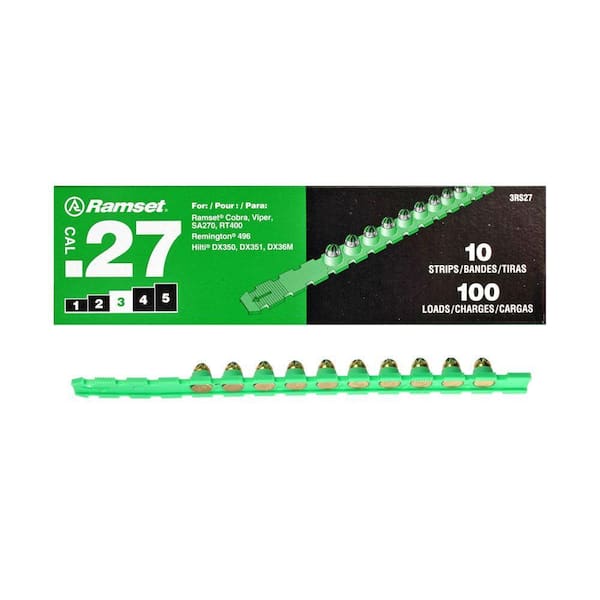 Ramset 0.27 Steel & Concrete Strip/Single-Use Load/Booster Caliber Green Strip Loads (100-Pack)