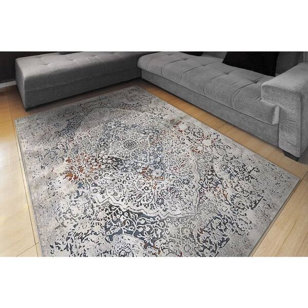 Astro 7 ft. 10 in. X 10 ft. 10 in. Grey/Blue/Multi Oriental Indoor Area Rug