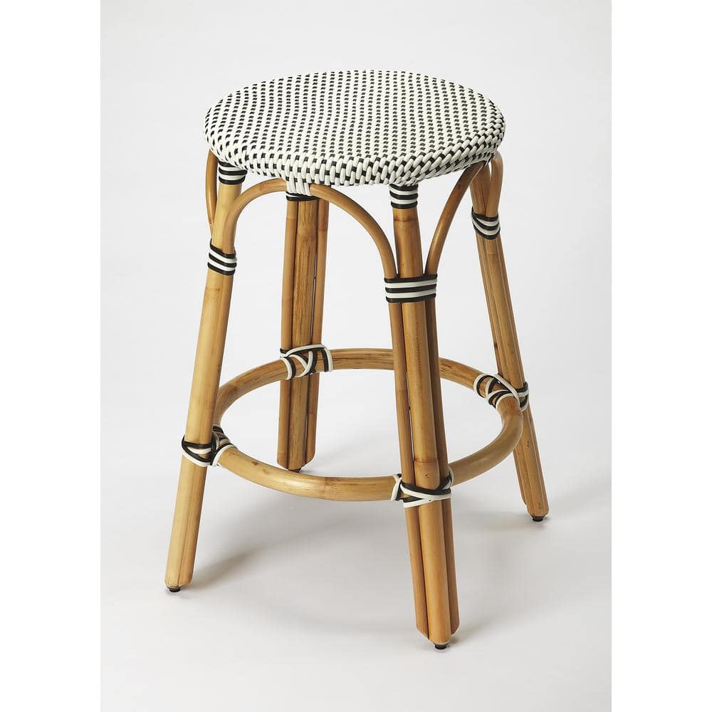 Mediterranean Coastal Bistro Black and White Acrylic Counter Stool