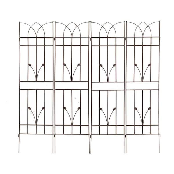 71 in. Outdoor Garden Metal Rustproof Plant Climbing Trellis Brown, 4 Pieces
