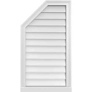 20 in. x 36 in. Octagonal Surface Mount PVC Gable Vent: Decorative with Brickmould Sill Frame