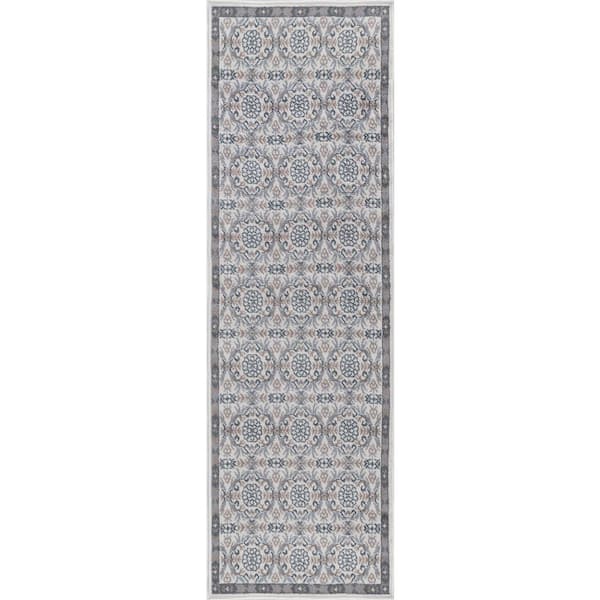Hampton Brocade Cream 2 ft. x 10 ft. Indoor Runner Rug
