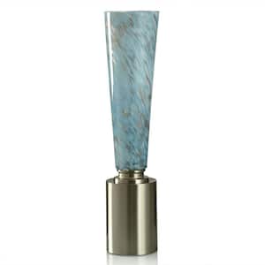 27.5 in. Blue, Gold, White, Brushed Nickel, Multi-Urn Task And Reading Table Lamp for Living Room Blue Glass Shade