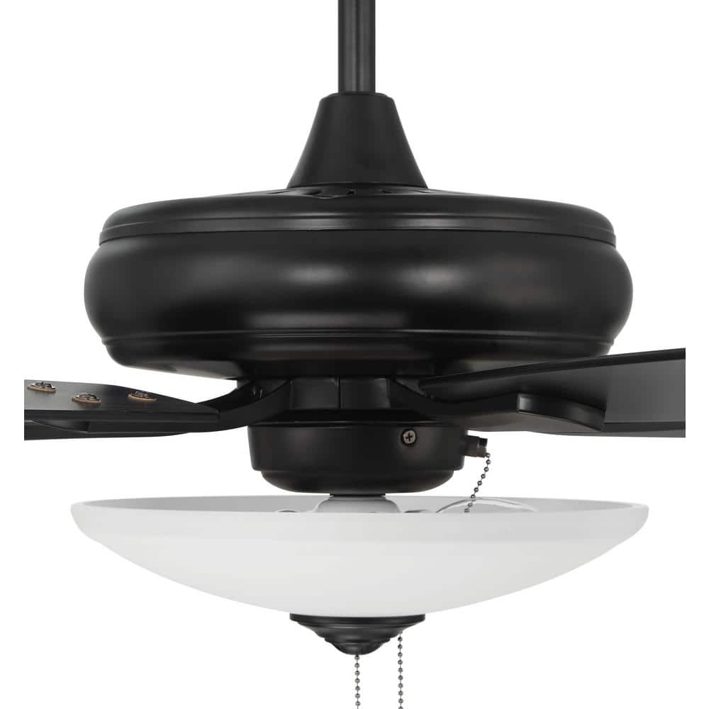 Flat Black 52" Ceiling Fan with Frost White Glass Light