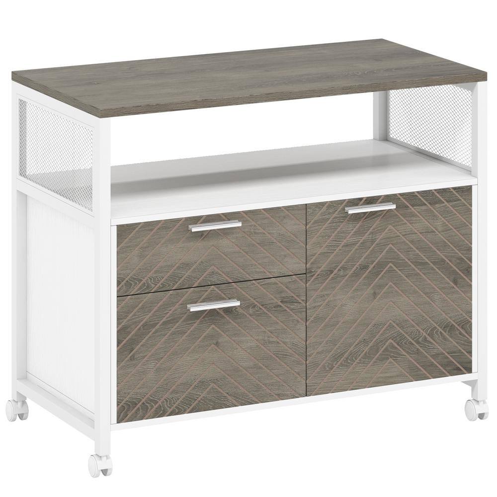 Atencio 2-Drawer Gray and White Engineered Wood 31.5 in. W Lateral File Cabinet
