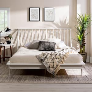 Spindle Back Solid Wood Queen Bed in White