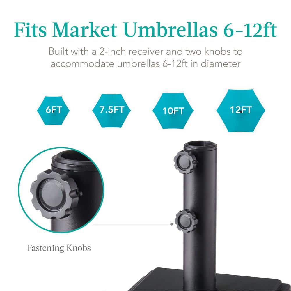Heavy-Duty Black Concrete Mobile Umbrella Base with Wheels