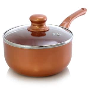 2 qt. Aluminum Ceramic Nonstick Sauce Pan in Copper with Glass Lid