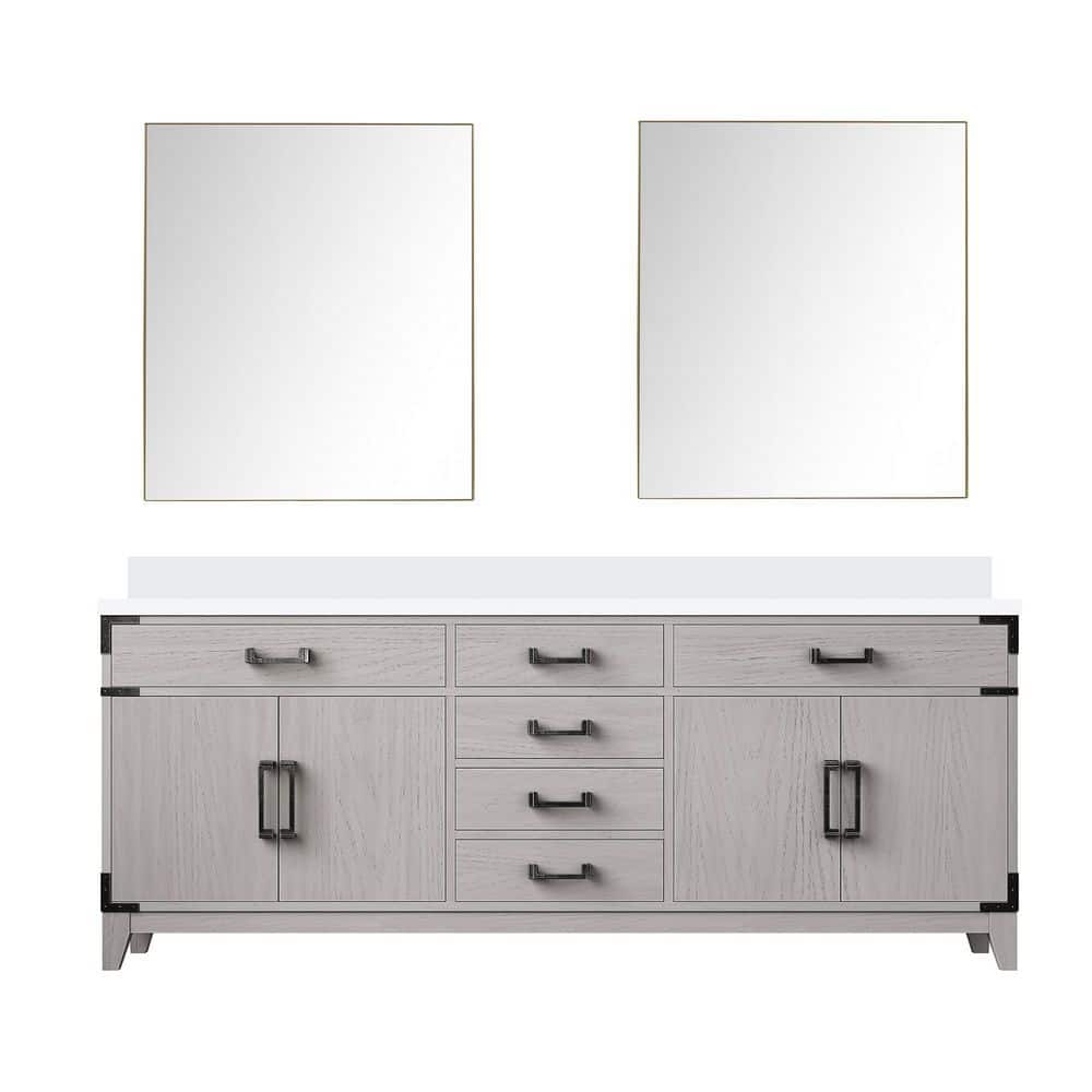 Fossa 80 in. W x 22 in. D White Oak Double Bath Vanity with Cultured Marble Top, and 36 in. Mirrors price history on PriceWatchPro