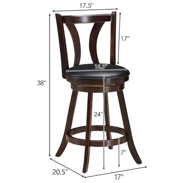 Gymax Swivel Bar Stool 38 In High Back, Bar Stool Chairs Set Of 6