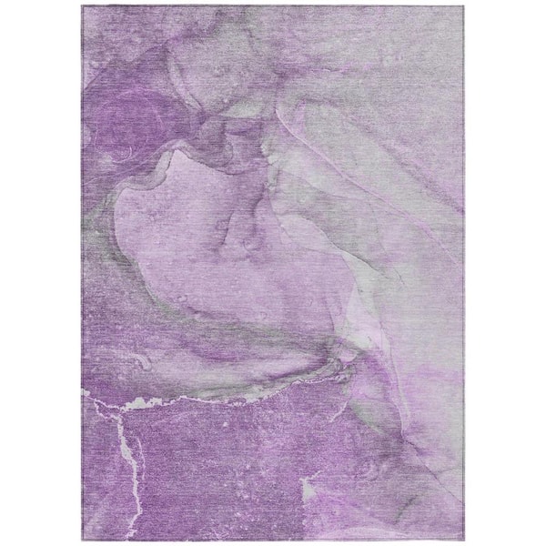 Lilac 8 ft. x 10 ft. Woven Abstract Polyester Rectangle Indoor/Outdoor Area Rug