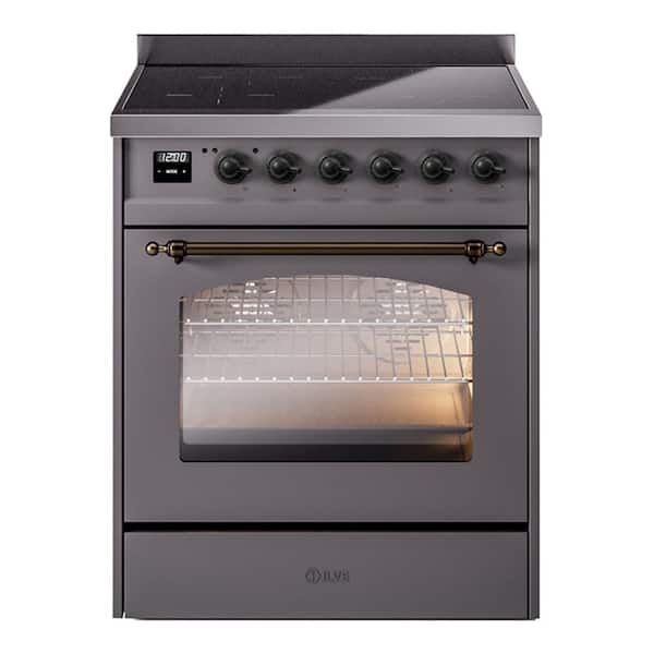 Nostalgie II 30 in. 4 Element Induction Range in Graphite Matte with Burnished Trim