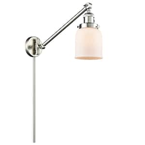 Franklin Restoration Bell 8 in. 1-Light Brushed Satin Nickel Wall Sconce with Matte White Glass Shade