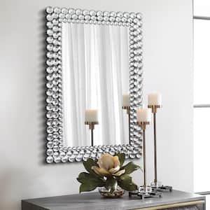 23.62 in. W x 35.43 in. H Rectangle Crystal Framed Silver Wall Mirror