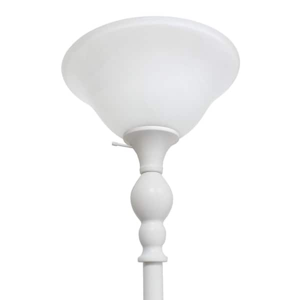 Elegant Designs 1 Light Torchiere Floor Lamp with Marbleized White Glass  Shade White LF2001-WHT - Best Buy