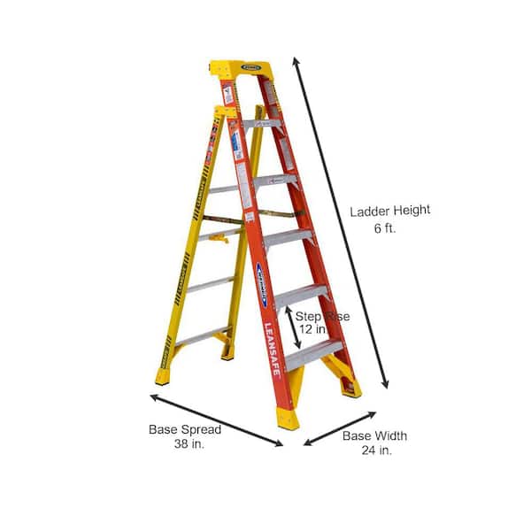 Fiberglass Step Ladder with 300 lbs Werner 6 ft Load Capacity Type IA Duty