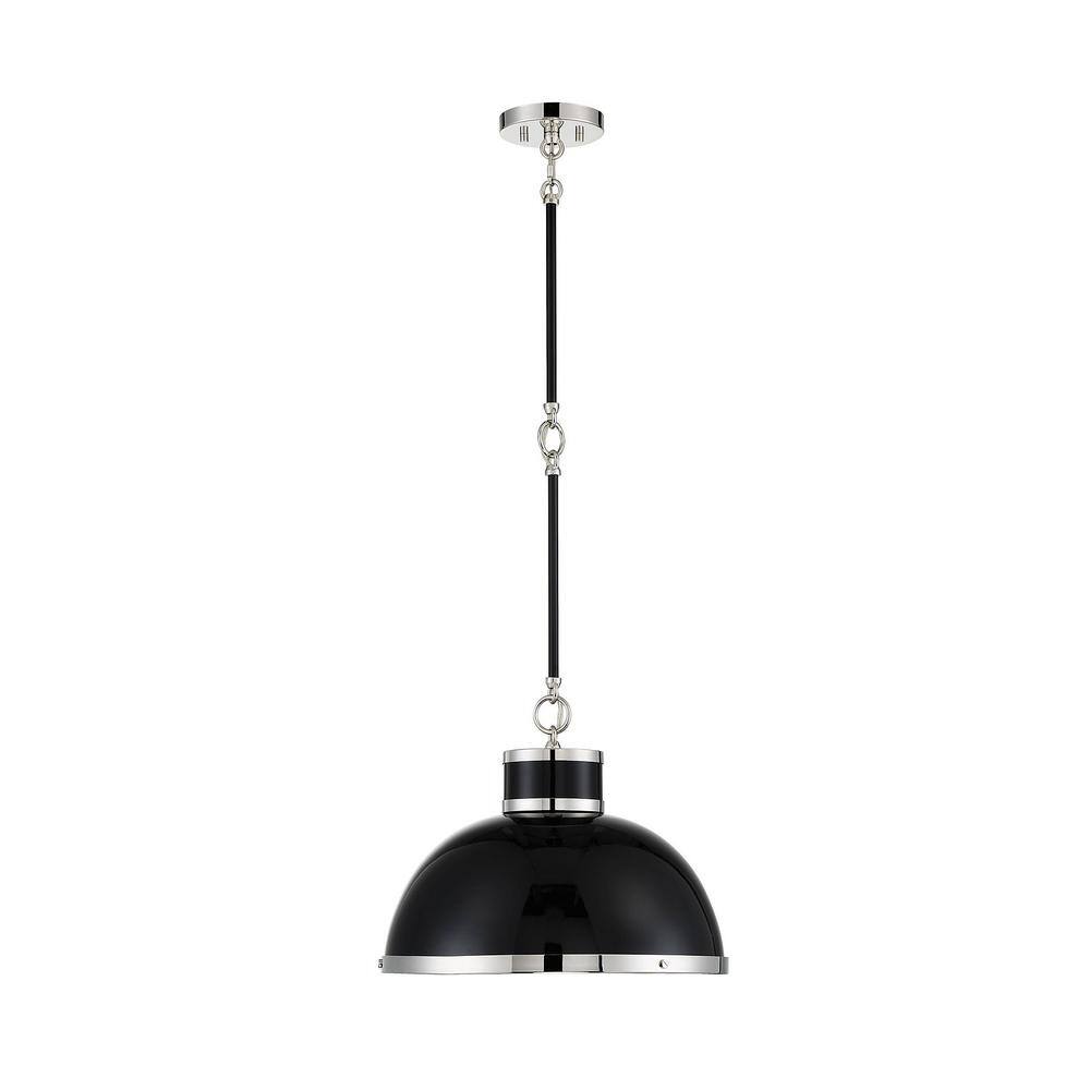 Corning Black and Polished Nickel 1-Light Pendant