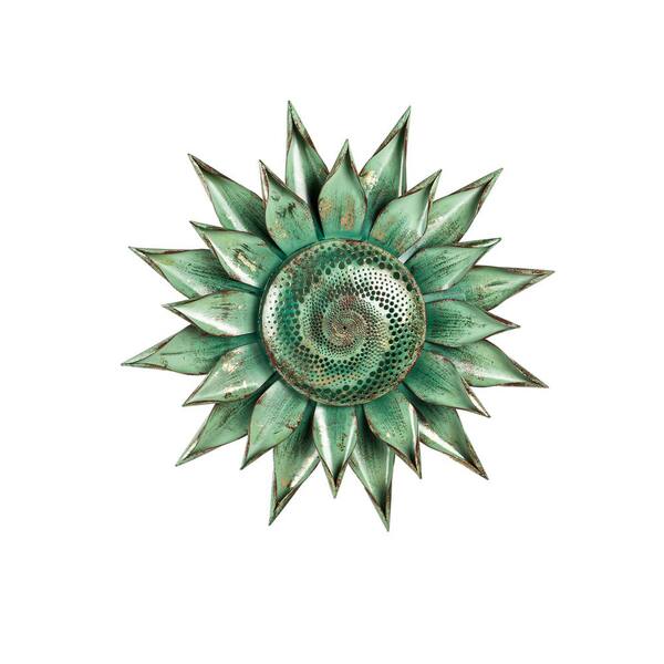 Evergreen 12 in. Distressed Teal Metal Wall Decor