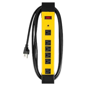 6-Outlet Heavy Duty Surge Protector Power Strip with Built-in Circuit Breaker-Metal Surge Suppressor Black and Yellow