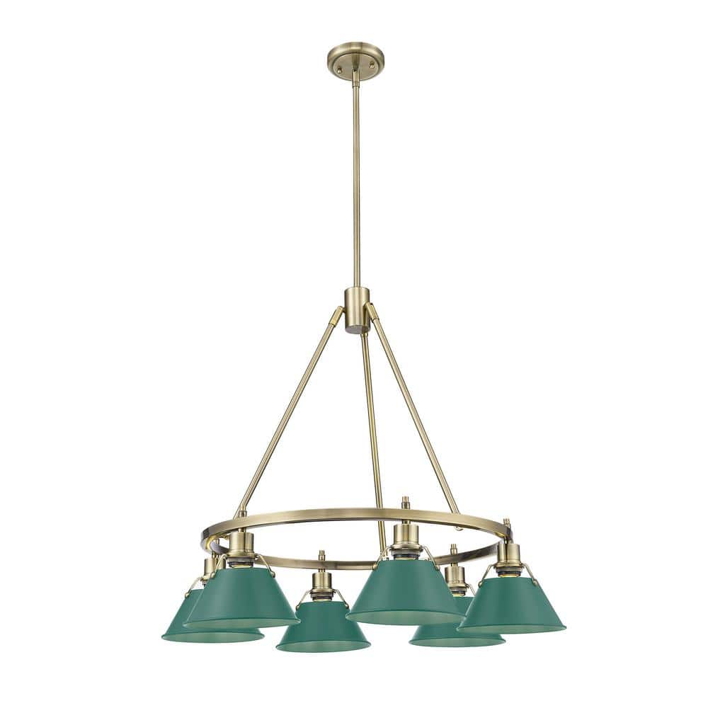 Orwell 6-Light Aged Brass with Pine Green Large Empire Chandelier for Kitchen with No Bulbs Included price history on PriceWatchPro