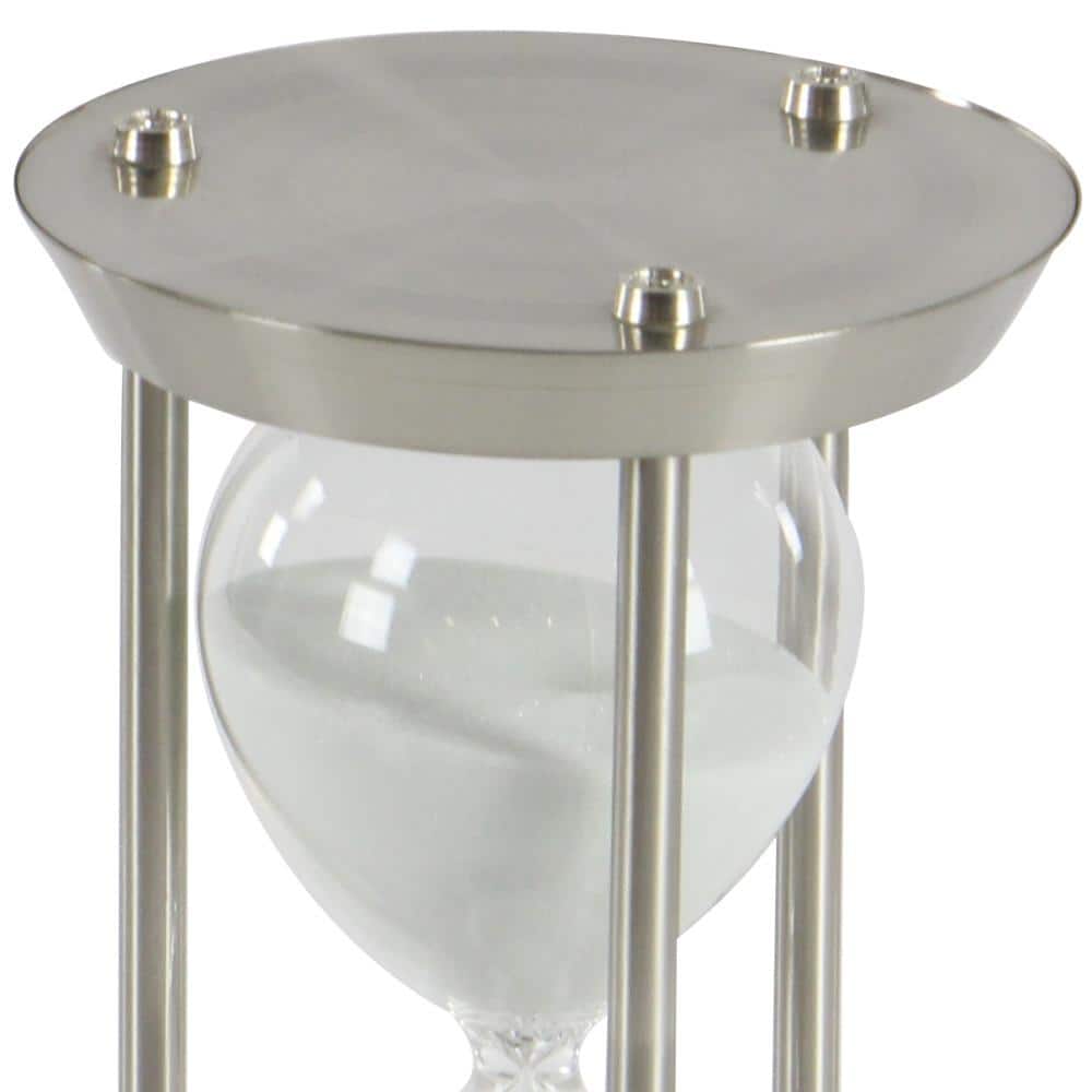 Elegant Silver Metal and Glass 12" Hourglass Sand Timer
