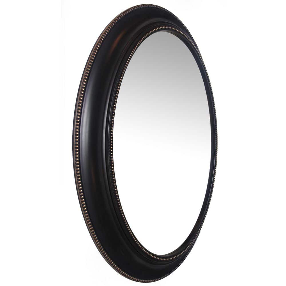 Antique Gold Beaded 34" Oval Wall Mirror