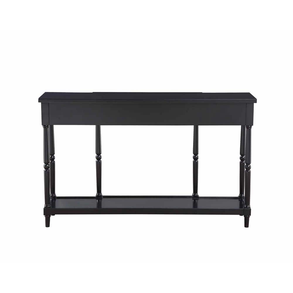 Black Wood Console Table with Storage and Shelf