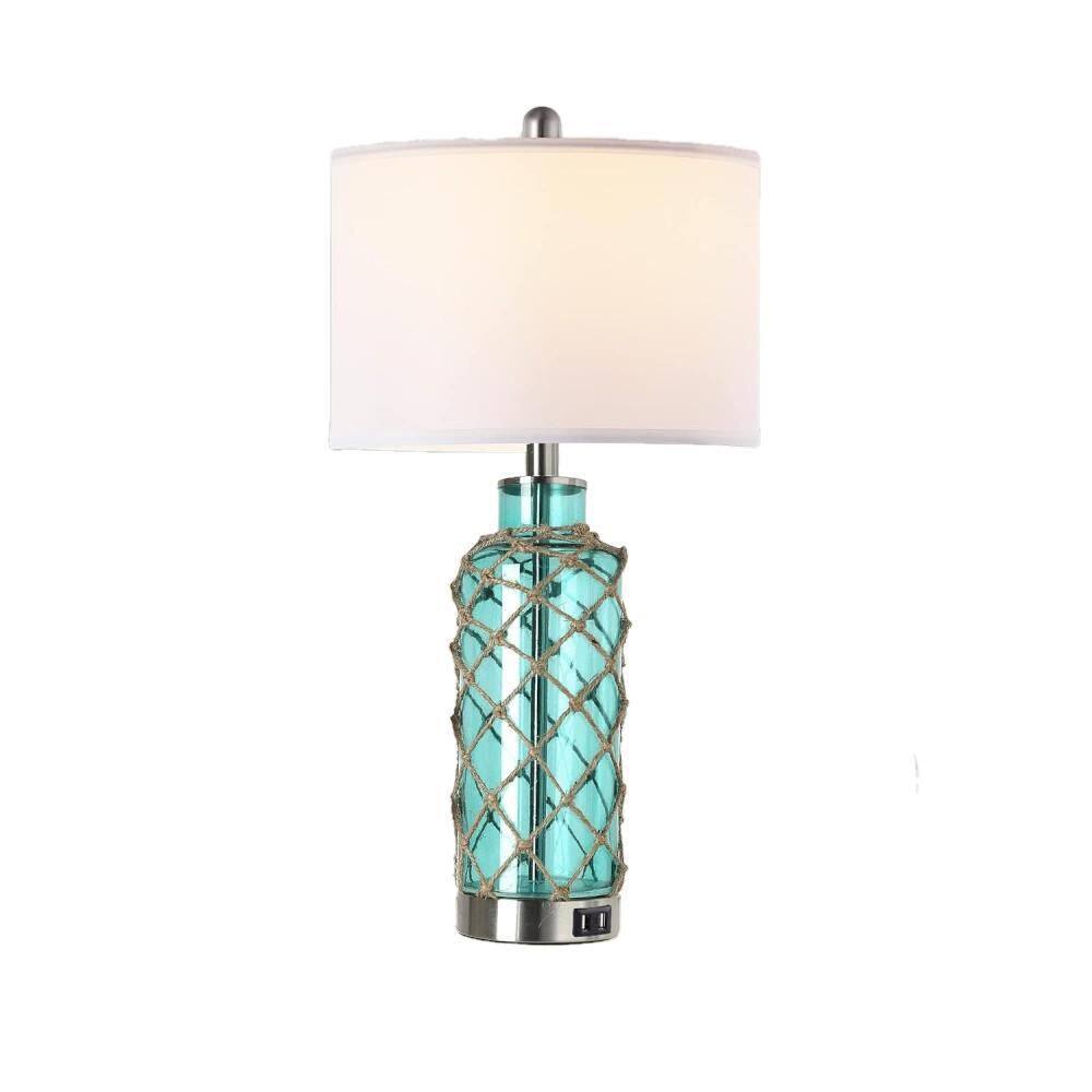 25 in. Coastal Blue Glass Table Lamp Set of 2 with Touch Control, 2 USB Ports, 3-Way Dimmable for Living Room, Bedroom price history on PriceWatchPro