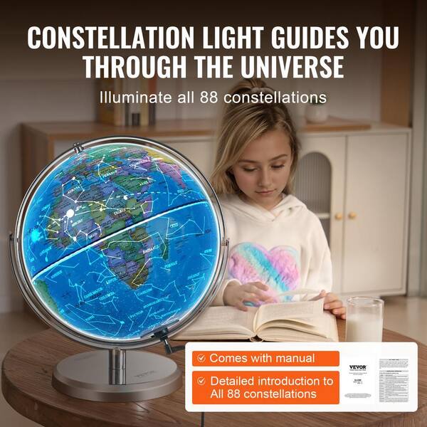 VEVOR Illuminated World Globe with Stand 16.54 in. x 13 in. 330.2