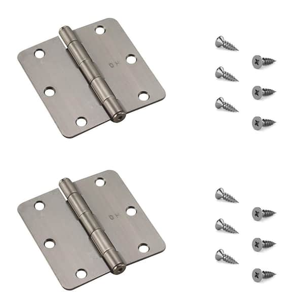 Onward 3-1/2 in. x 3-1/2 in. Antique Nickel Full Mortise Butt Hinge with Removable Pin (2-Pack)