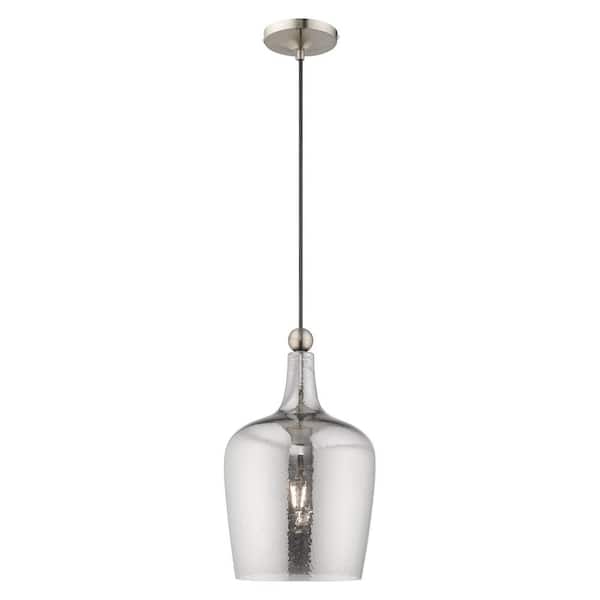 AVIANCE LIGHTING Brenford 1-Light Brushed Nickel Mini Pendant with Smoke Glass