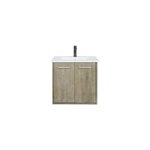 Fairbanks 24 in W x 20 in D Rustic Acacia Bath Vanity, Cultured Marble Top and Gun Metal Faucet Set