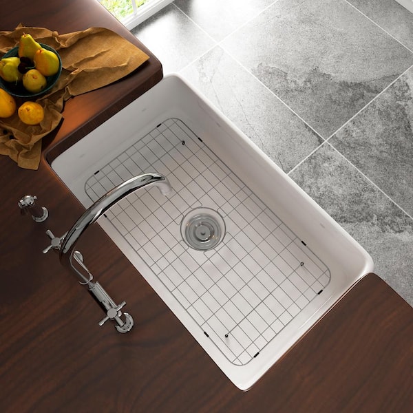 Eridanus ERI-FS-105MB 33 L x 20 W Farmhouse Kitchen Sink with Sink Grid and Basket Strainer Finish: Matte Black