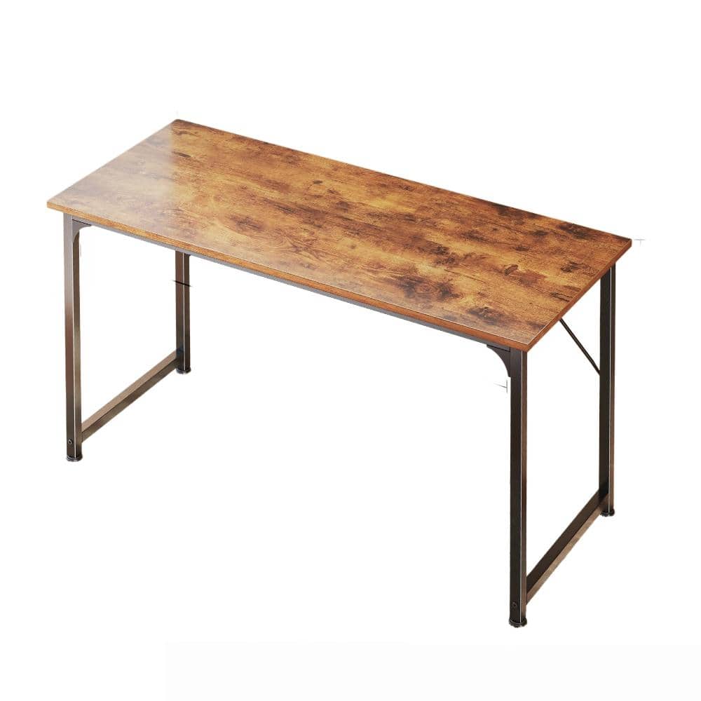 54 in. x 19.7 in. x 29.5 in. Brown Computer Desk, Gaming Writing Work from Home Study Desk, Sturdy Metal Frame
