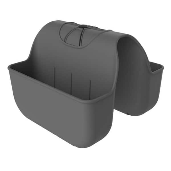 Dark Gray Silicone Sponge Holder with Multiuse Drainage Design for Kitchen Sink Organization