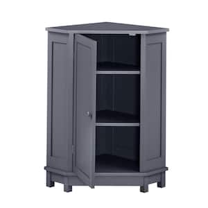 17.5 in. W x 17.5 in. D x 31.4 in. H Gray Linen Cabinet Triangle Corner Storage Cabinet with Adjustable Shelf