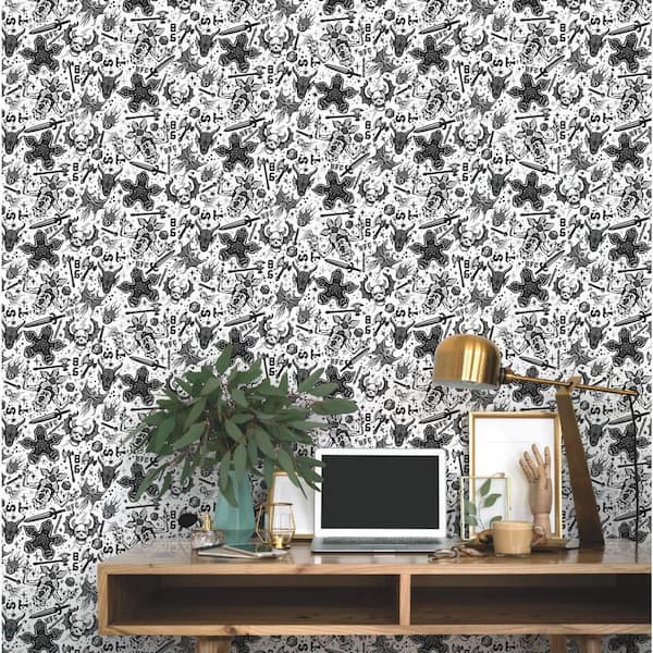 28.29 Sq. Ft. STRANGER THINGS HELLFIRE CLUB PEEL AND STICK WALLPAPER